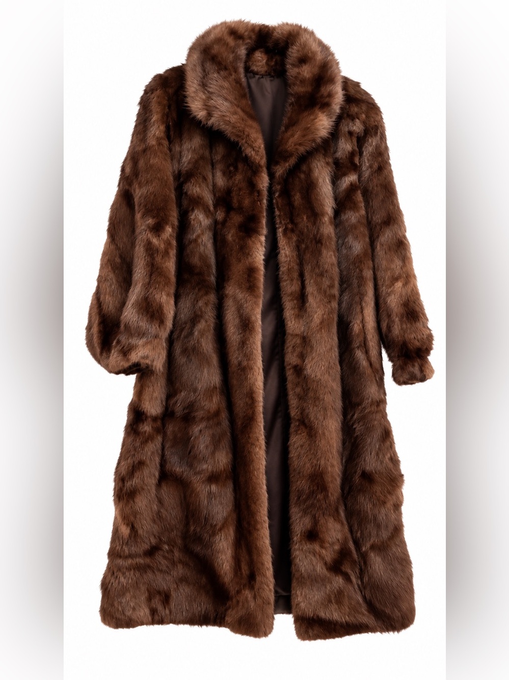 Luxurious Brown Real Fur Long Coat for Women - Picture 2 of 7